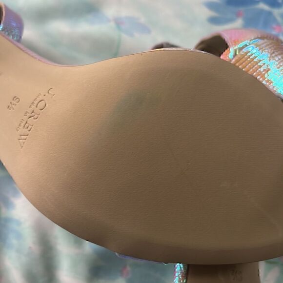 J Crew Iridescent Textured Ankle Strap Heels - Picture 8 of 9